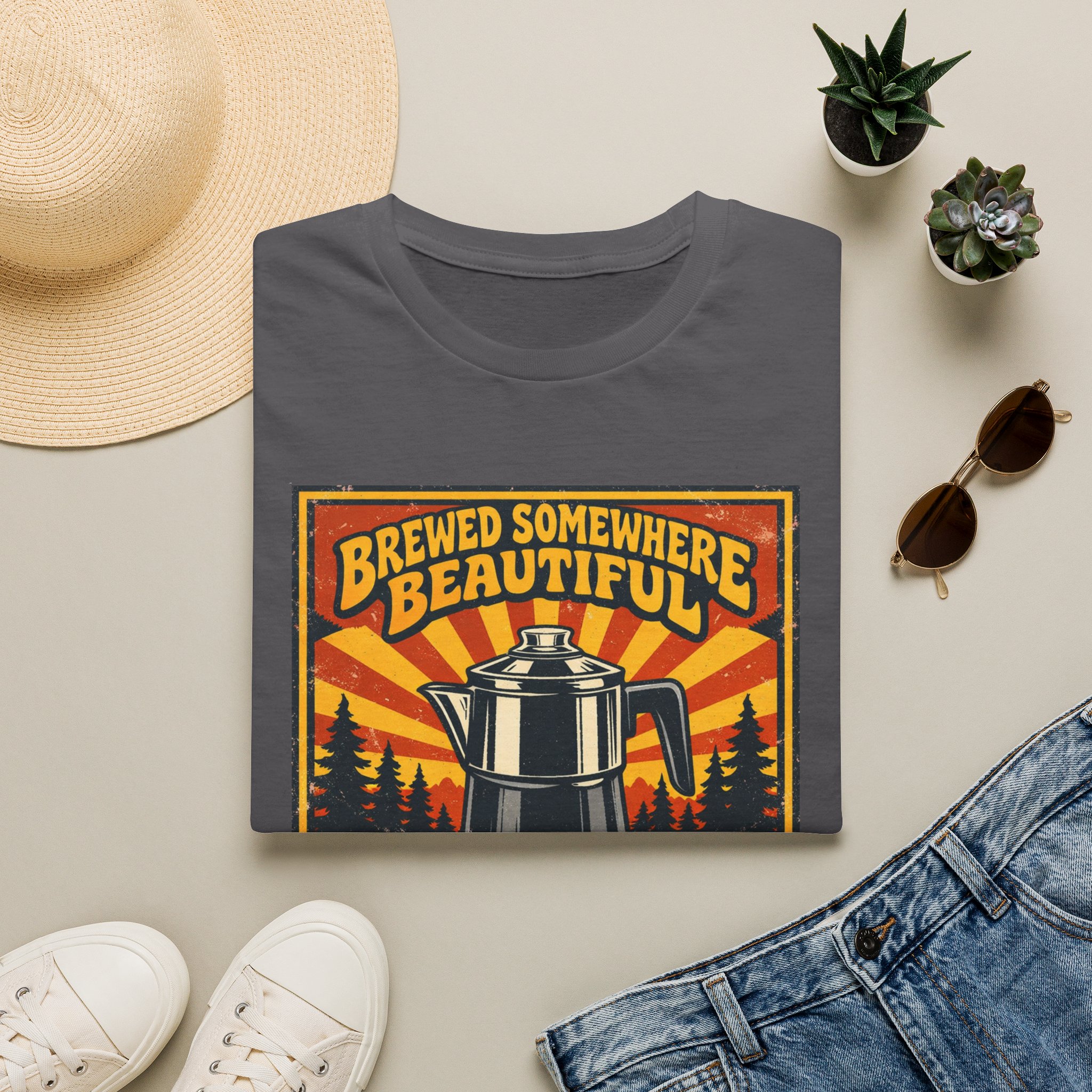 Brewed Somewhere Beautiful Poster Style T-shirt - Image 25