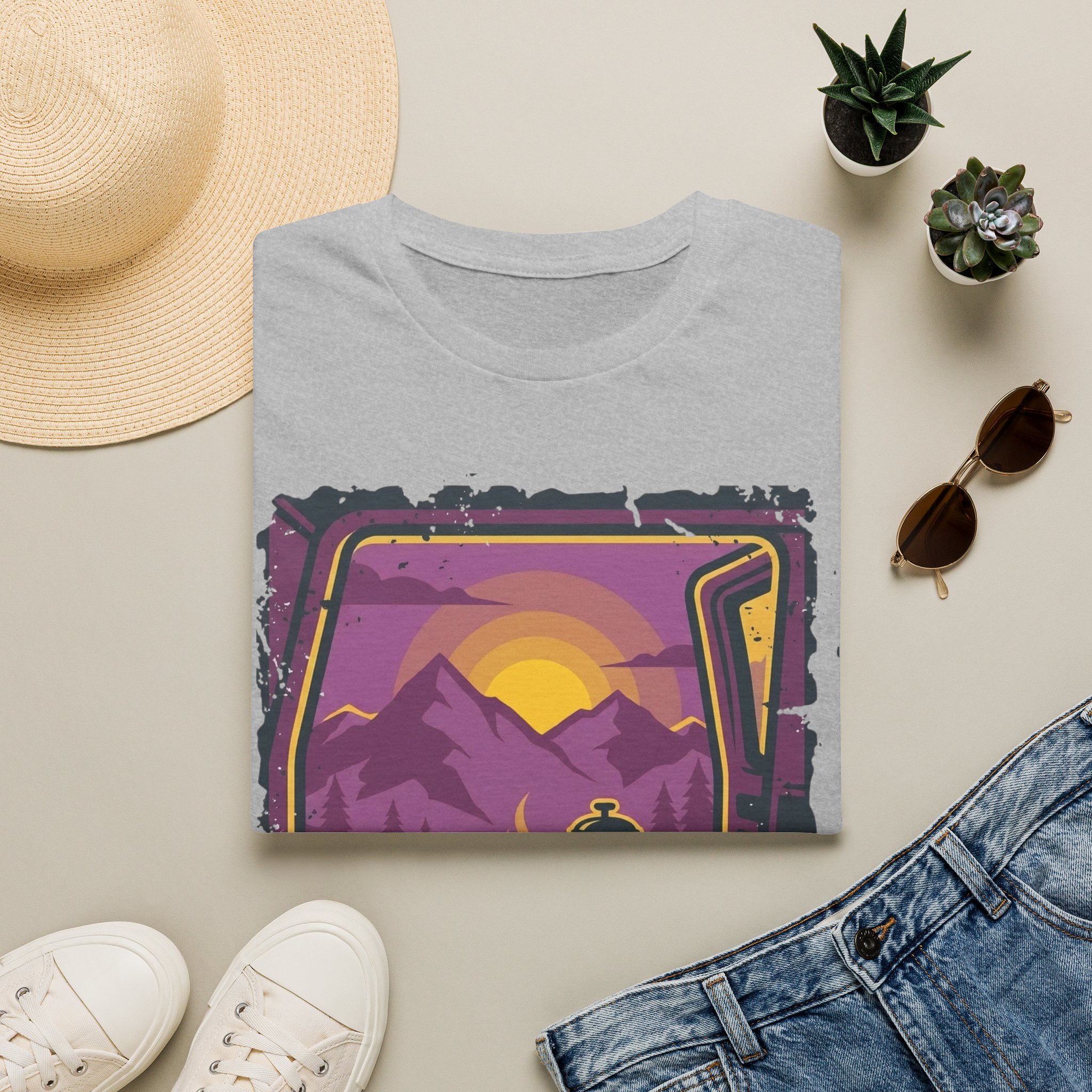 Purple Sunset Van Life Coffee French Press T-shirt - Image 9