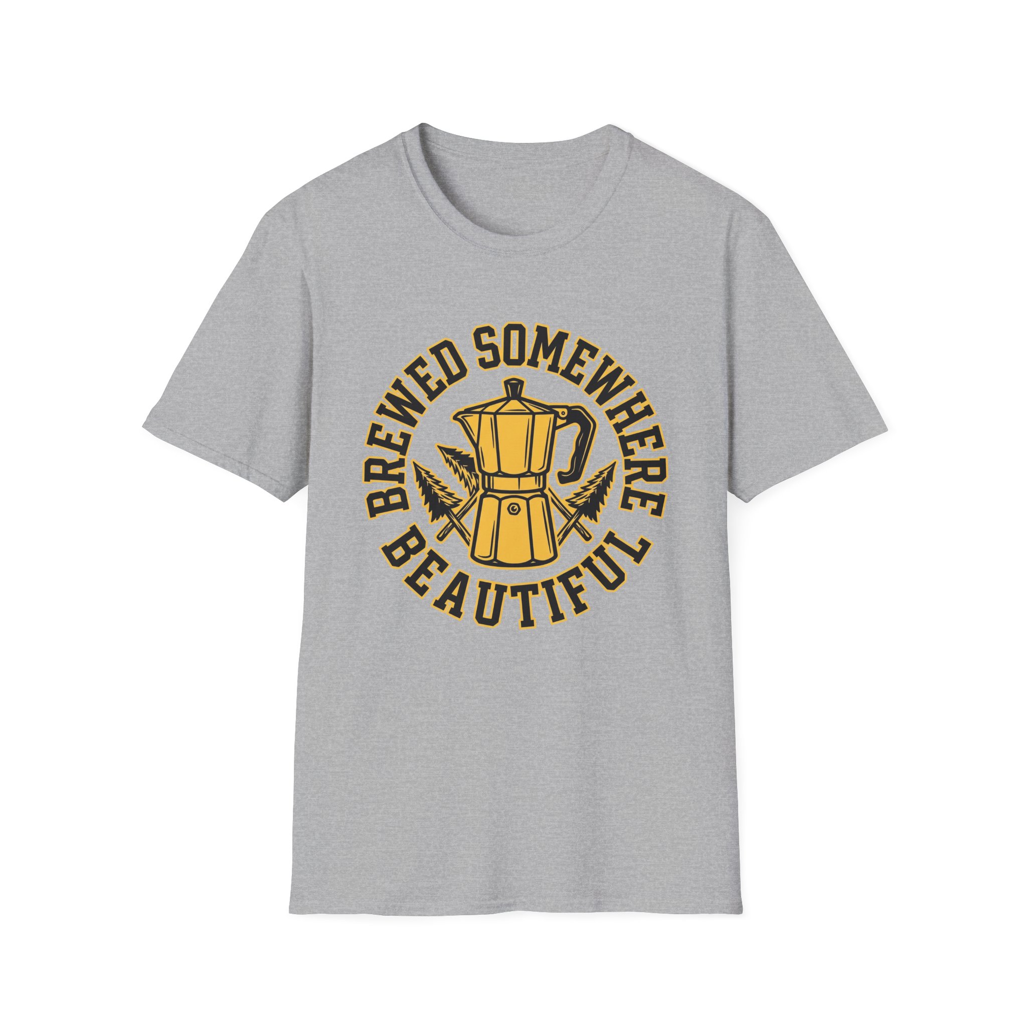 Brewed Somewhere Beautiful Coffee Pot & Tree T-Shirt - Image 11